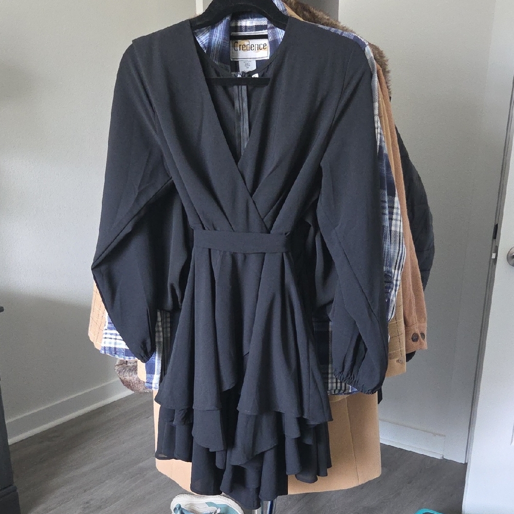 SHEIN Black Ruffle Dress